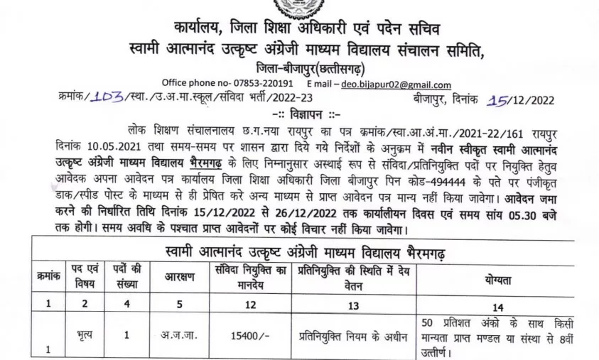 Bijapur Peon Vacancy 2023