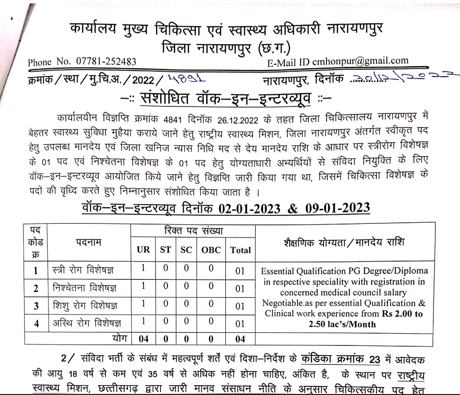CMHO Narayanpur Recruitment 2023