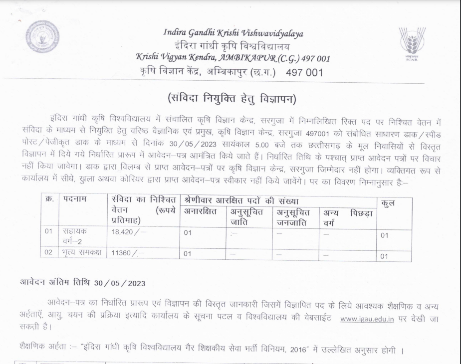 KVK Ambikapur Recruitment 2023
