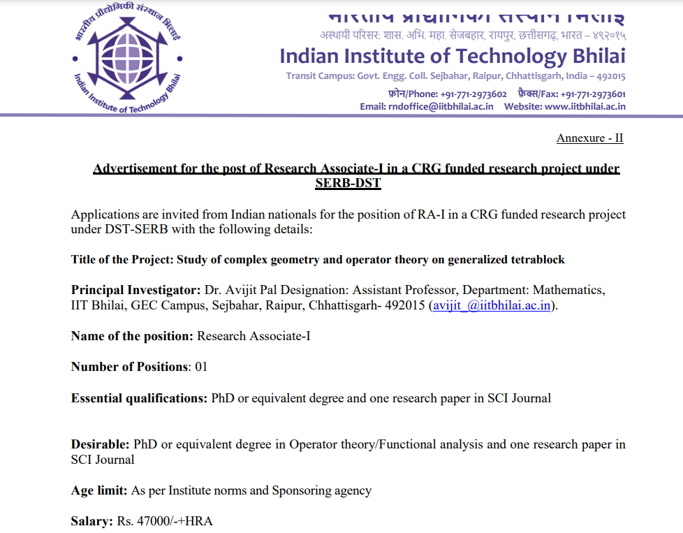 Raipur Research Associate Vacancy 2023