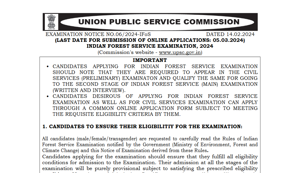 Indian Forest Service Recruitment 2024